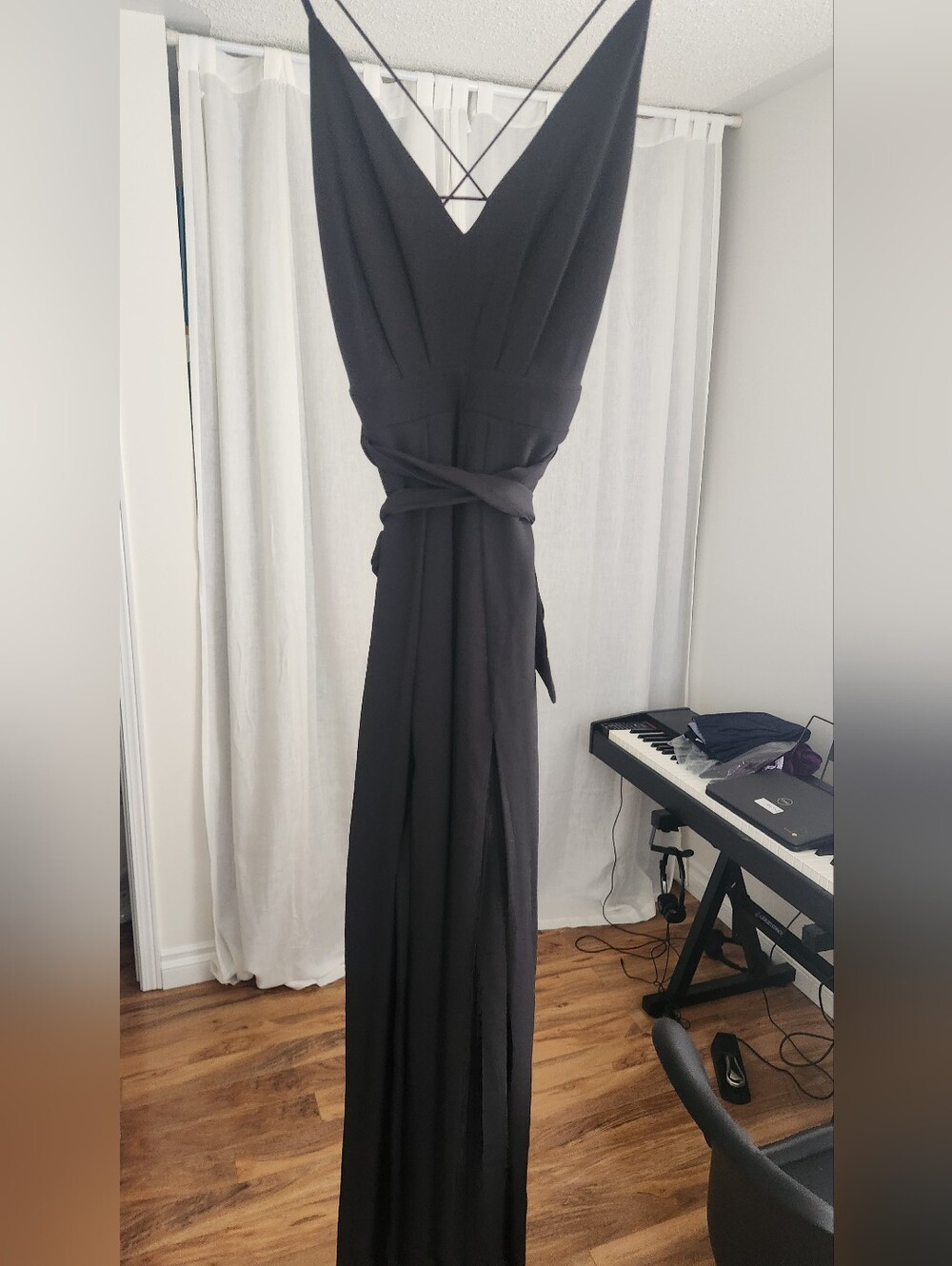 Luxxel Black Strappy V-Neck Maxi Dress